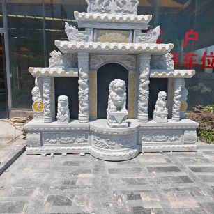 盐城芝麻白中国黑石材套墓 花岗岩墓碑