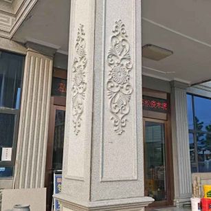 盐城芝麻白别墅雕刻柱子  黄金麻